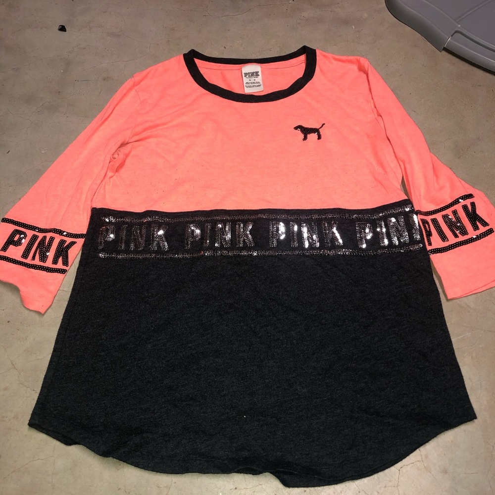 PINK half gray, half pink long sleeve shirt
